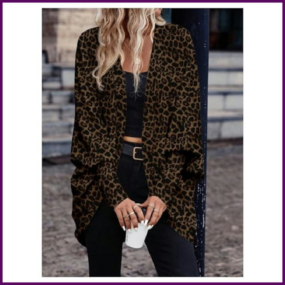 Oversized Open Front Batwing Jacket Lightweight F… - image 5